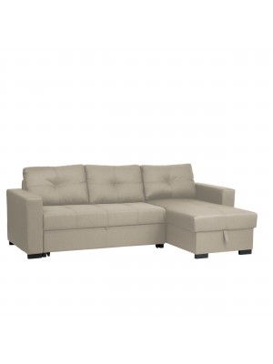 Divano angolare in Tessuto colore Beige con contenitore e cassettone modello Roma Totò Piccinni
