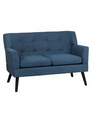 Divano 2 Posti in tessuto colore Patchwork Blu con braccioli e piedi in legno modello Ketty Totò Piccinni