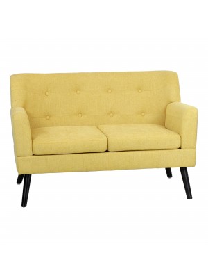 Divano 2 Posti in tessuto colore Patchwork Giallo con braccioli e piedi in legno modello Ketty Totò Piccinni