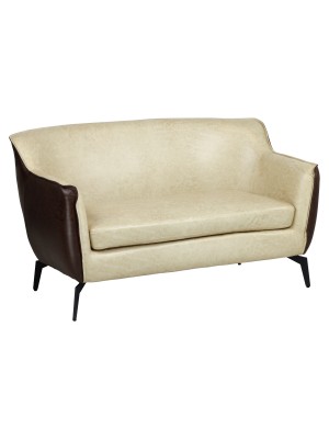Divano da salotto in Similpelle imbottito colore "Marrone/Beige" modello Elsa Totò Piccinni