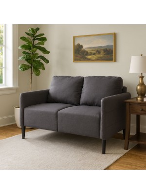 Vista ambientata Divano 2 Posti in Tessuto colore Blu Jeans modello Poker Totò Piccinni