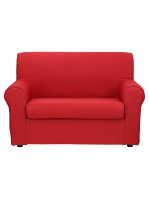 Divano 2 Posti Imbottito, con Braccioli (Tessuto, Rosso)