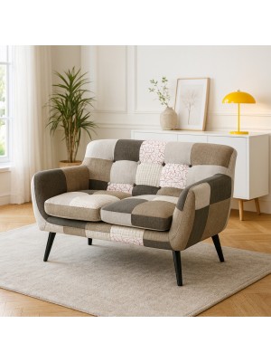 Vista ambientata Divano 2 posti imbottito in tessuto colore Patchwork Elegant B Totò Piccinni