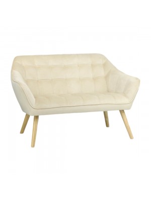 Divano 2 Posti a in Velluto imbottito colore Beige con piedini in Legno modello Dama Totò Piccinni