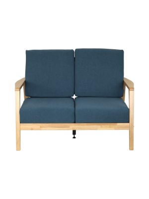 Divano 2 posti design moderno colore Denim Blue con struttura Naturale modello Scirocco Totò Piccinni