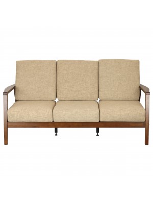 Divano 3 posti design moderno colore Beige con struttura noce con cuscini modello Scirocco Totò Piccinni