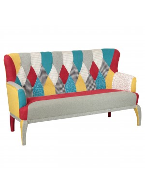 Divano in Tessuto 3 Posti design patchwork imbottito con braccioli modello Carnaval Totò Piccinni