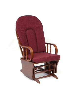 Poltrona a dondolo con struttura il legno, Struttura Mogano colore Bordeaux con cuscini modello Galles Totò Piccinni