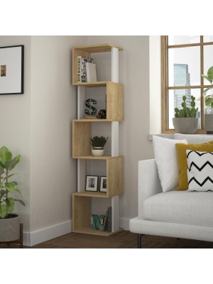 libreria in legno Naturale/Bianco