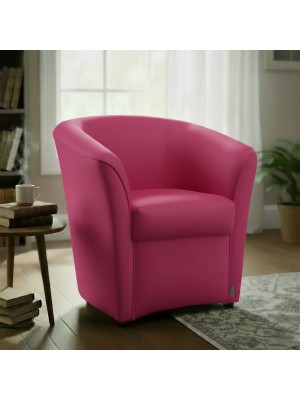 Vista ambientata Poltrona Poltroncina a POZZETTO Ecopelle, artigianale Made in Italy Fucsia Totò Piccinni