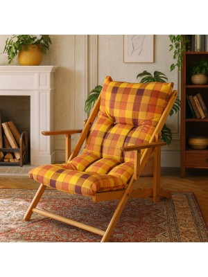 Vista ambientata poltrona sedia sdraio harmony relax in legno pieghevole con 3 posizioni giallo arancione Totò Piccinni