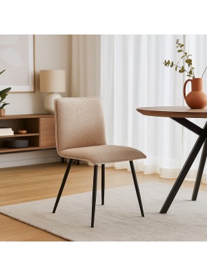 Vista ambientata Sedia in Tessuto imbottita colore Grigio con struttura in metallo modello Bouclè Totò Piccinni