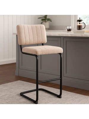 Vista ambientata Sgabello in Tessuto imbottito colore Grigio con struttura in metallo modello Bouclè Totò Piccinni