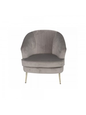 Poltroncina in Velluto imbottita colore Grigio con gambe in metallo modello Gexy Totò Piccinni