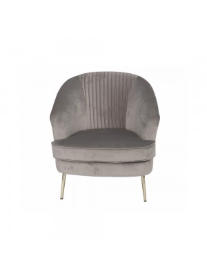 Poltroncina GEXY in Velluto imbottita con gambe in metallo verniciato design top (Grigio)