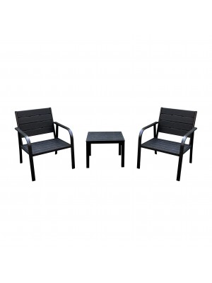 Set da giardino in metallo colore Nero 2 poltrone e tavolino modello Cuba Totò Piccinni