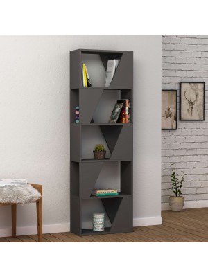 Vista ambientata Libreria in legno colore antracite con 5 vani modello Frame Totò Piccinni