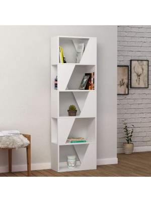Vista ambientata Libreria in legno colore bianco con 5 vani modello Frame Totò Piccinni