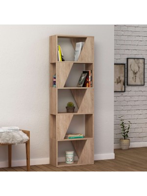 Vista ambientata Libreria in legno colore naturale con 5 vani modello Frame Totò Piccinni