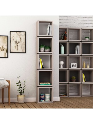 libreria a giorno tortora/antracite ambientata