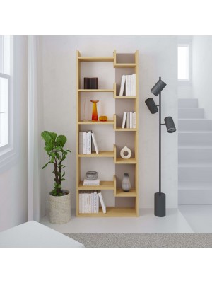 Vista frontale ambientata Libreria in Legno con 6 vani colore "Antracite/Bianco" modello Ziggy Totò Piccinni
