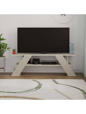 Vista frontale ambientata Mobile porta tv in legno colore Cashmere modello Avion Totò Piccinni