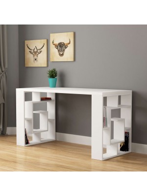 Vista ambientata Scrivania da ufficio in legno colore "Bianco" modello Dedalo Totò Piccinni 
