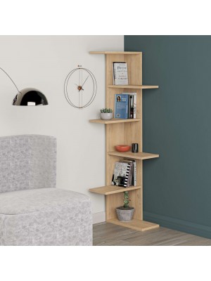 Dettaglio ambientato  Libreria angolare in legno colore Naturale con 6 ripiani modello Kora Totò Piccinni