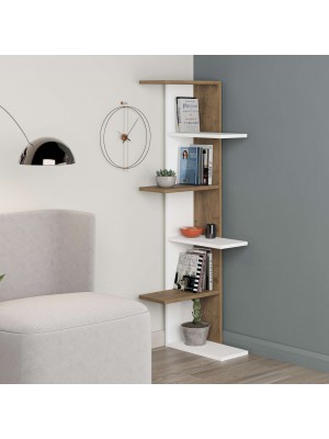 Libreria angolare in legno con 6 ripiani modello Kora Totò Piccinni