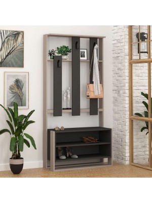 Vista ambientata Mobile Ingresso in Legno appendiabiti con 3 ganci e 2 vani modello Brando Totò Piccinni