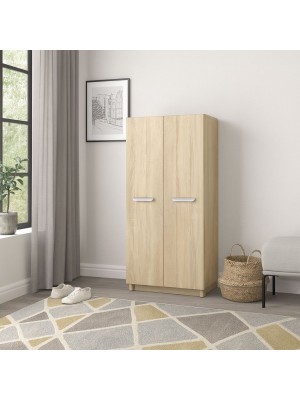 Vista ambientata Scarpiera a mobiletto in legno colore Sonoma 2 ante e 6 ripiani modello London Totò Piccinni