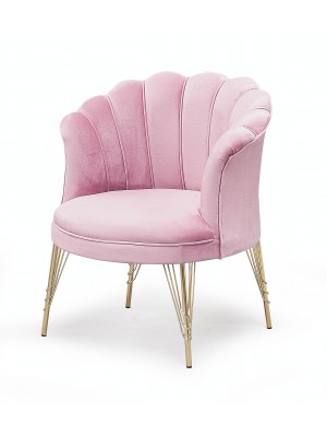 Poltroncina PETALO in velluto imbottita gambe in metallo (Rosa)