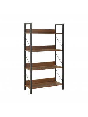 Libreria Industry, design industrial vintage moderno, mensole in legno. L.73xP.35xA.139 cm (Noce)