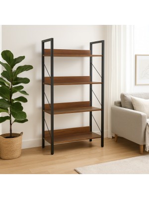 Vista ambientata Libreria industry colore Noce design industrial con mensole in legno Totò Piccinni