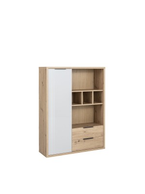 libreria da parete rovere artisan/grigio laccato vista diagonale 