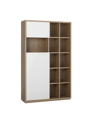 libreria da ufficio rovere artisan/bianco laccato vista diagonale 