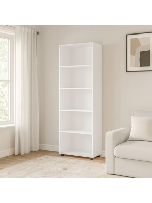 Vista ambientata Libreria in Legno colore "Bianco Matt. Opaco" 5 vani Totò Piccinni