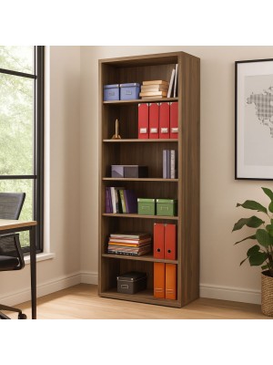 Vista ambientata Libreria in legno colore Noce Brera con 6 vani modello Bali Totò Piccinni