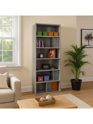 Vista ambientata Libreria da ufficio in legno colore "Cemento" 6 vani modello Toronto Totò Piccinni