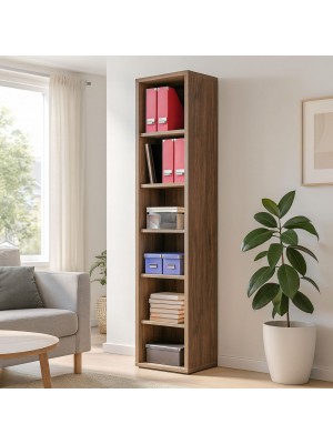 Vista ambientata Libreria in legno colore Noce Brera con 6 vani modello Bali Totò Piccinni