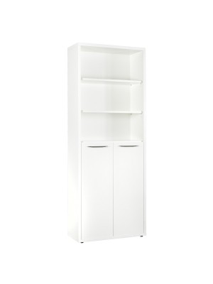 libreria in legno bianco laccato vista diagonale 