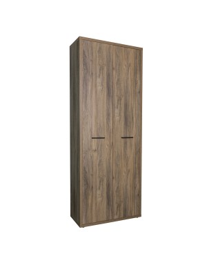 Vista diagonale Armadio in legno colore Noce Brera con 2 ante e 6 vani modello Bali Totò Piccinni