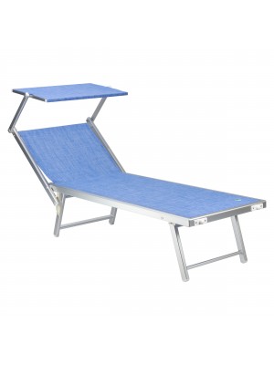 lettino prendisole per balcone terrazzo con tettuccio e schienale reclinabile modello Salento Totò Piccinni colore Blu Melange