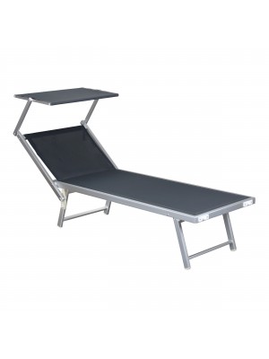 lettino da sole pieghevole piscina prendisole con tettuccio e schienale regolabile modello Salento Totò Piccinni colore Dark Grey