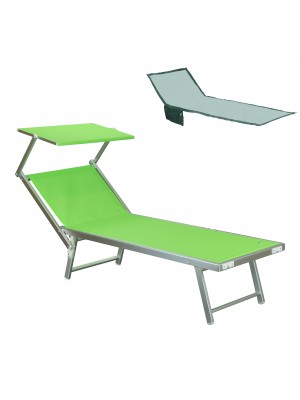 lettino da sole offerte con telo asciugamano in regalo salento Totò Piccinni colore verde vista obliqua