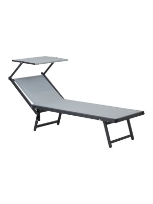 lettino reclinabile prendisole con tettuccio - Totò Piccinni modello Salento colore space black