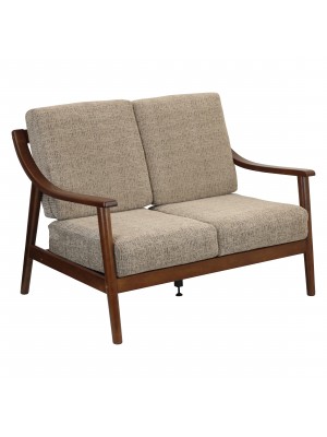 Divano 2 posti in legno di faggio in Tessuto colore Beige Melange con braccioli modello Libeccio Totò Piccinni