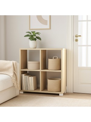 Vista ambientata Libreria scaffale in legno colore Frassino 4 scomparti Totò Piccinni