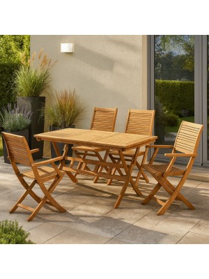 Vista ambientata Tavolo allungabile in legno di Eucalipto 120/160x70  pieghevole modello California Totò Piccinni