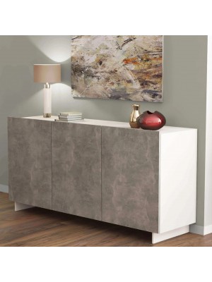 Madia con tre ante dal design moderno | Cemento/Bianco | 150 x 41,5 x76h (cm)